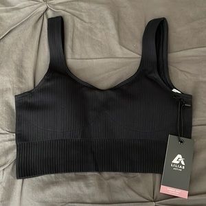 Ribbed Sports Bra - Black